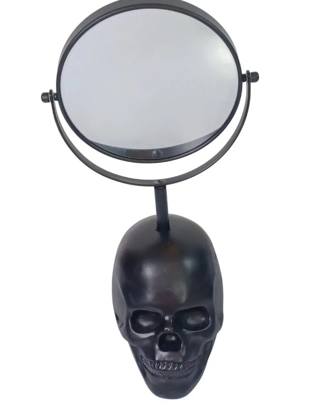 Dolls Kill Black Skull Skeleton Adjustable Vanity Mirror 14.75 X 8 3X Magnifying